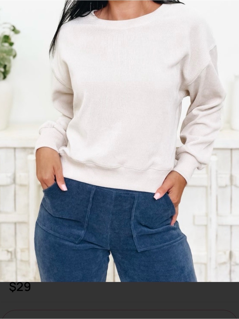 Yelete Relaxed Crewneck in Cream